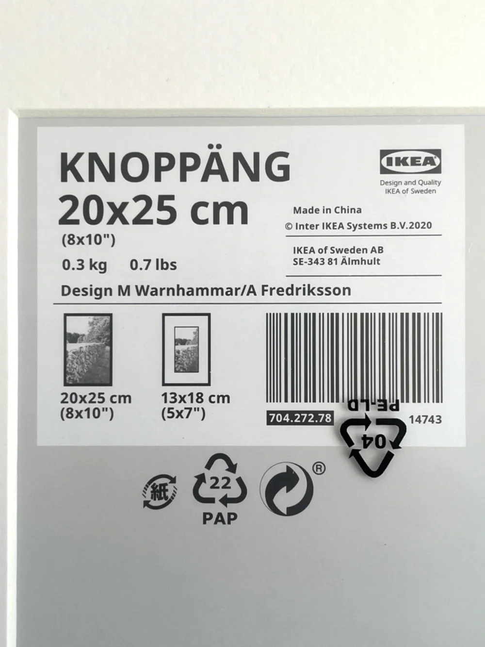 Ikea Knoppang Rectangular Frame Set Of 2 White 8 X 10 Inch 704.272.78